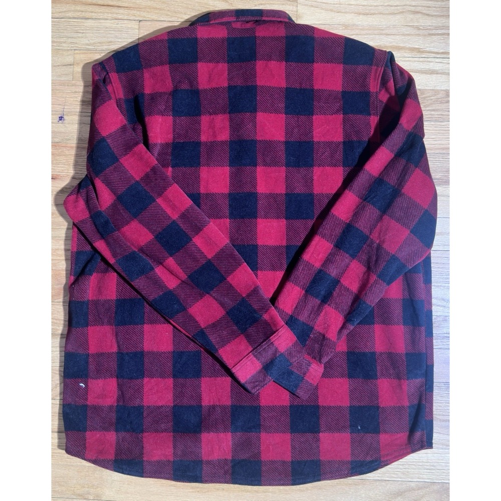 WRANGLER Red & Black Fleece Buffalo Plaid Relaxed Button up Shirt Size XL - Picture 5 of 6